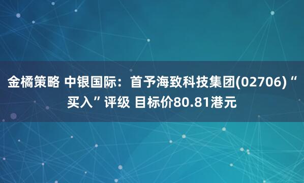 金橘策略 中银国际：首予海致科技集团(02706)“买入”评级 目标价80.81港元